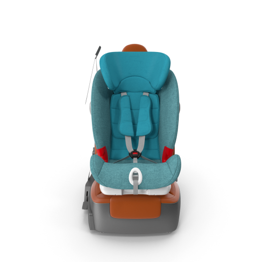 Cadeirinhas de bebê para auto imagem:

**Cadeirinha infantil azul e cinza, vista de frente, com detalhes em laranja. Fundo cinza liso. Modelo Cybex Solution T i-Fix.**
